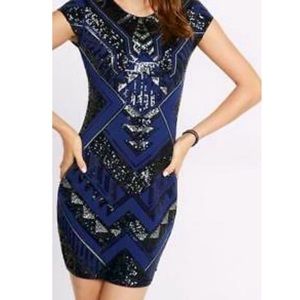 NWT black and blue geometric sequin dress from EXPRESS , size S